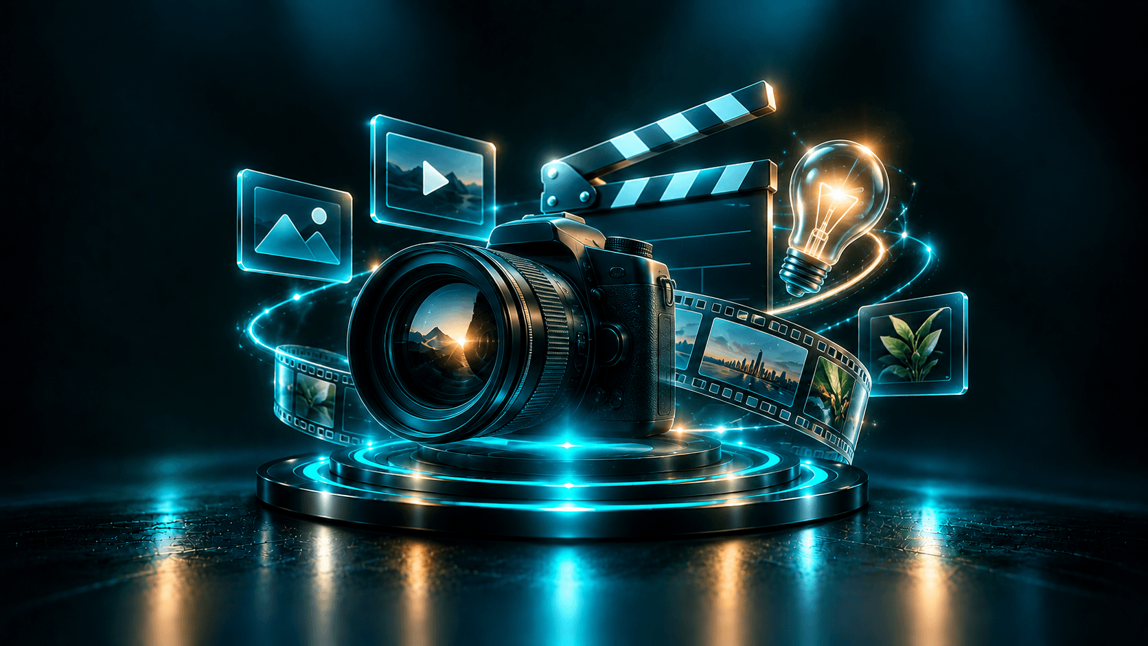 3D illustration representing creators using AI for content creation