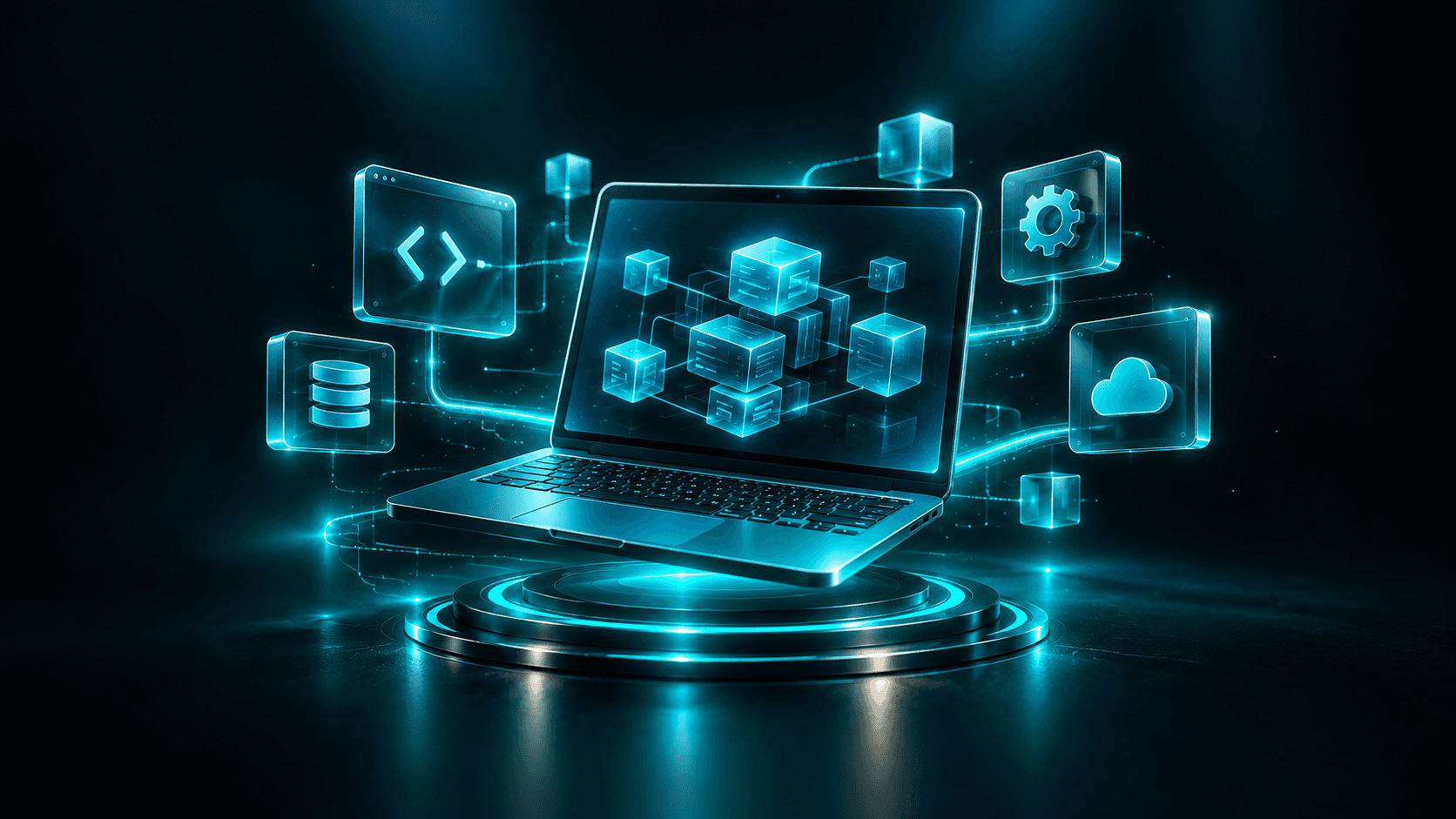 3D illustration representing software developers coding with AI